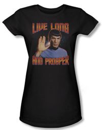 Star Trek Juniors Shirt Live Long And Prosper Black T-shirt Tee