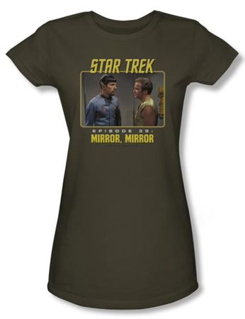Star Trek Juniors Shirt Mirror Mirror Military Green Tee T-Shirt