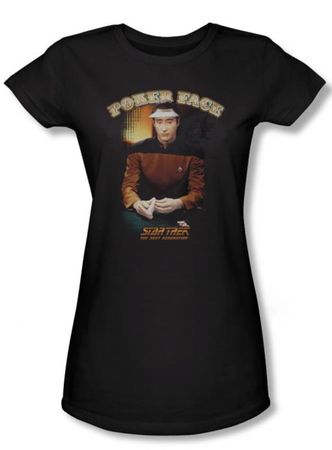 Star Trek Juniors Shirt Poker Face Black Tee T-Shirt