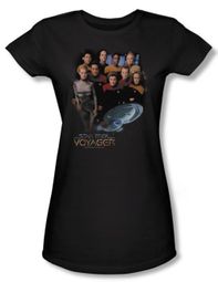 Star Trek Juniors Shirt Voyager Crew Black Tee T-Shirt