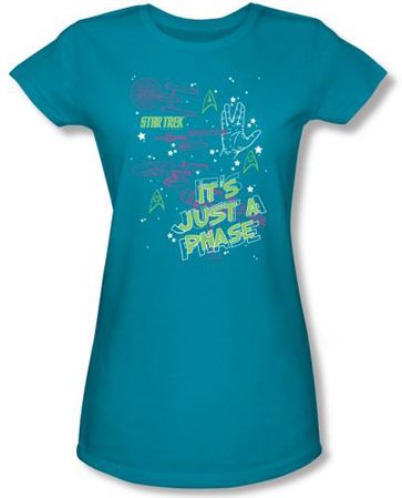 Star Trek Juniors T-shirt - Just A Phase Turquoise Tee