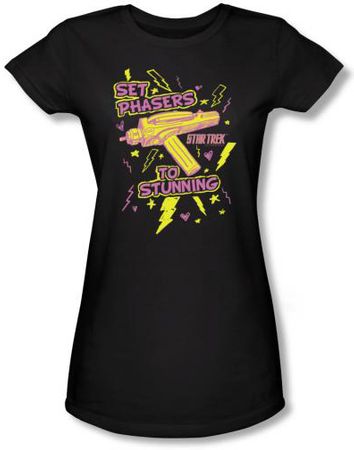 Star Trek Juniors T-shirt - Set Phasers Black Tee