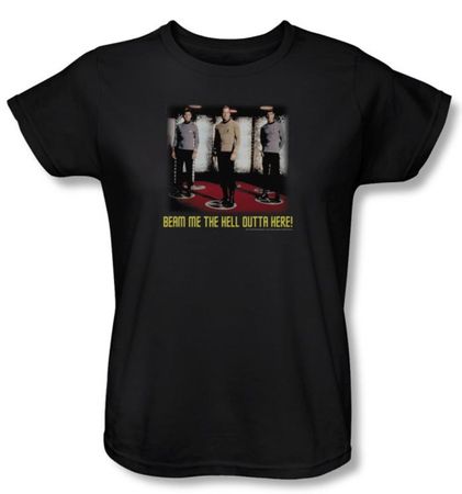 Star Trek Ladies Shirt Beam Me The Hell Outta Here! Black Tee T-Shirt