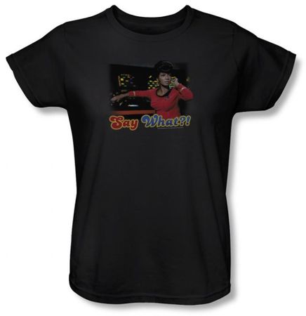 Star Trek Ladies Shirt Capture Uhura Say What Black T-Shirt Tee