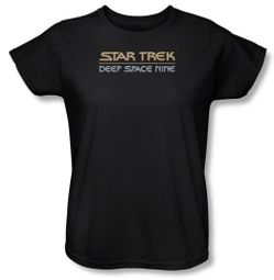 Star Trek Ladies Shirt Deep Space Nine Logo Black T-Shirt Tee
