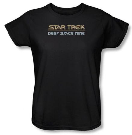 Star Trek Ladies Shirt Deep Space Nine Logo Black T-Shirt Tee