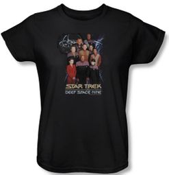 Star Trek Ladies Shirt Ds9 Crew Black T-Shirt Tee