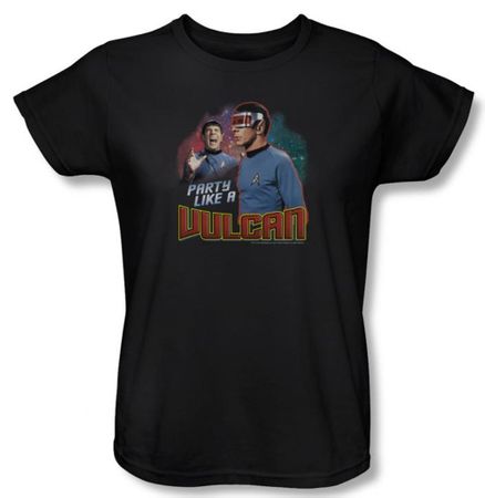 Star Trek Ladies Shirt Party Like A Vulcan Black T-Shirt Tee