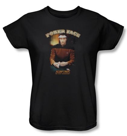Star Trek Ladies Shirt Poker Face Black Tee T-Shirt