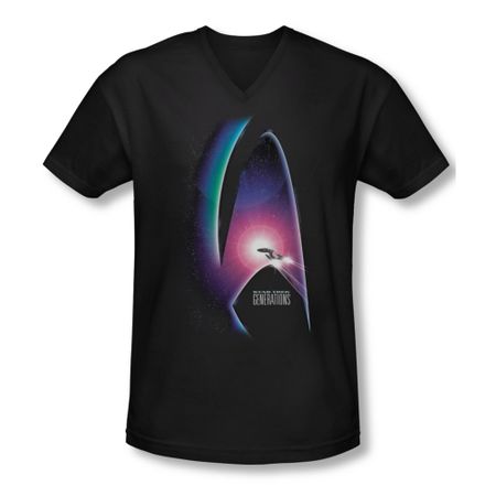 Star Trek - Movies Shirt Slim Fit V Neck Generations Black Tee T-Shirt