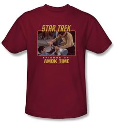 Star Trek Shirt Amok Time Adult Cardinal Red Tee T-Shirt