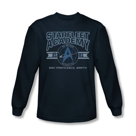 Star Trek Shirt Classic Logo Long Sleeve Navy Tee T-Shirt