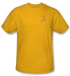 Star Trek Shirt Command Uniform Adult Gold Tee T-Shirt