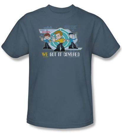Star Trek Shirt Crew We Got It Covered Adult Slate Tee T-Shirt