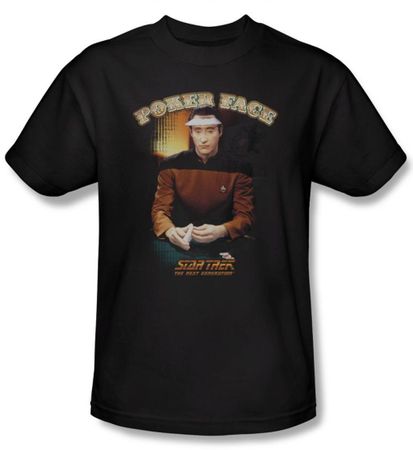 Star Trek Shirt Data Poker Face Adult Black Tee T-Shirt