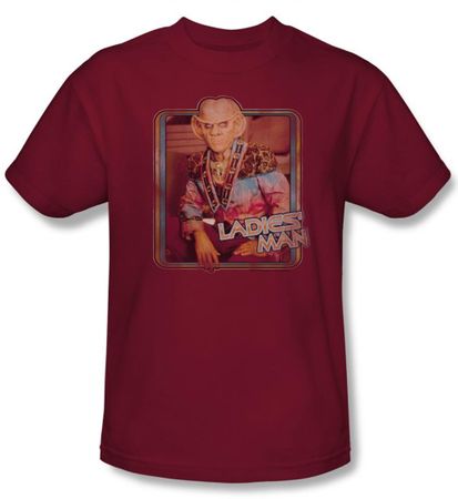 Star Trek Shirt Deep Space 9 Quark Ladies Man Adult Cardinal T-Shirt