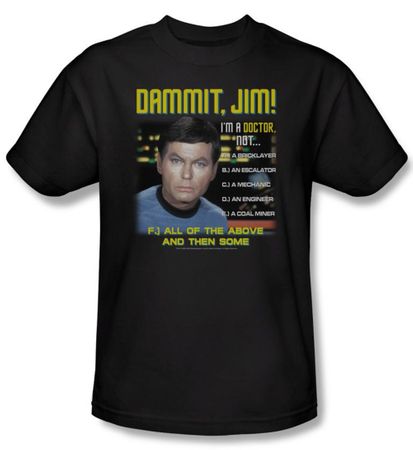 Star Trek Shirt Dr McCoy All of The Above Adult Black Tee T-Shirt