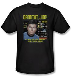 Star Trek Shirt Dr McCoy All of The Above Adult Black Tee T-Shirt