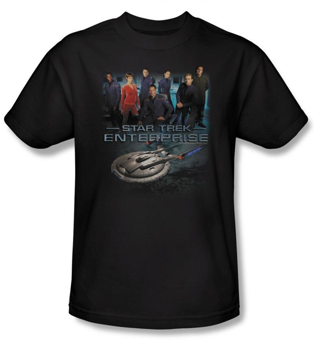 Star Trek Shirt Enterprise Crew Adult Black Tee TShirt Star Trek Shirts Enterprise Crew T