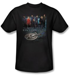 Star Trek Shirt Enterprise Crew Adult Black Tee T-Shirt