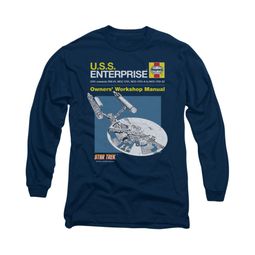 Star Trek Shirt Enterprise Manual Long Sleeve Navy Tee T-Shirt