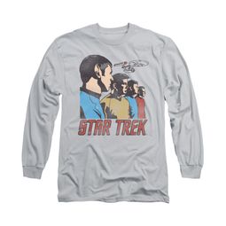 Star Trek Shirt Federation Men Long Sleeve Silver Tee T-Shirt