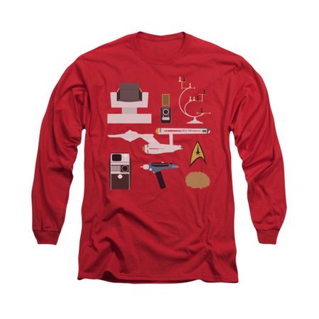 Star Trek Shirt Gift Set Long Sleeve Red Tee T-Shirt