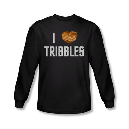 Star Trek Shirt I Heart Tribbles Long Sleeve Black Tee T-Shirt
