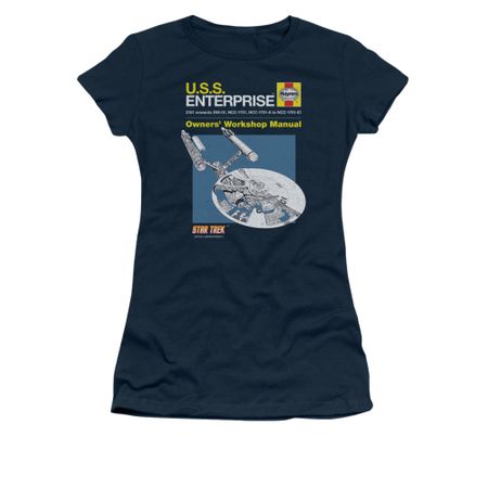 Star Trek Shirt Juniors Enterprise Manual Navy T-Shirt