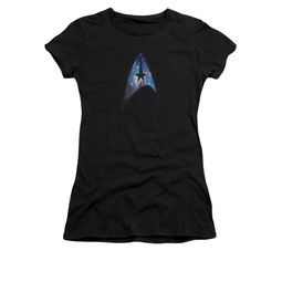 Star Trek Shirt Juniors Galactic Shield Black T-Shirt Star Trek Shirt Juniors Galactic Shield Black T-Shirt