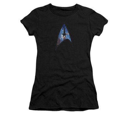 Star Trek Shirt Juniors Galactic Shield Black T-Shirt