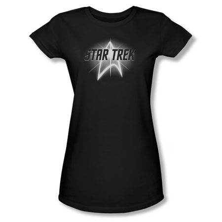 Star Trek Shirt Juniors Glow Logo Black T-Shirt