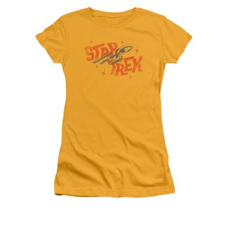 Star Trek Shirt Juniors Halftone Logo Gold T-Shirt