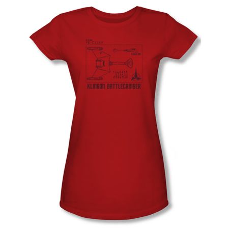 Star Trek Shirt Juniors Klingon Battlecruiser Red T-Shirt
