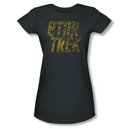 Star Trek Shirt Juniors Schematic Logo Charcoal T-Shirt
