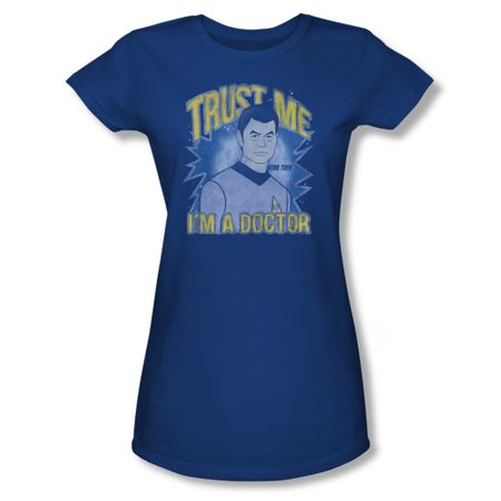 Star Trek Shirt Juniors Trust Me I'm A Doctor Royal Blue T-Shirt