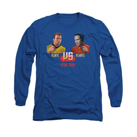 Star Trek Shirt Kirk VS Khan Long Sleeve Royal Blue Tee T-Shirt