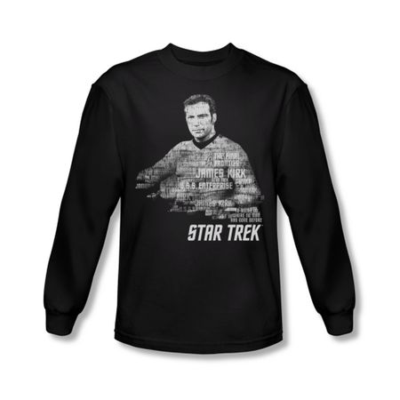 Star Trek Shirt Kirk Words Long Sleeve Black Tee T-Shirt