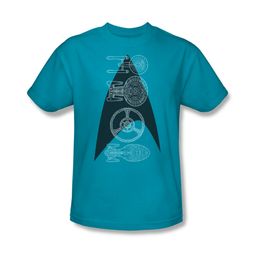 Star Trek Shirt Line Of Ships Turquoise T-Shirt