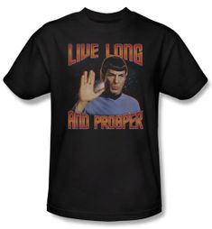 Star Trek Shirt Live Long And Prosper Adult Black Tee T-Shirt