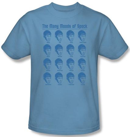 Star Trek Shirt - Many Moods of Spock Adult Carolina Blue
