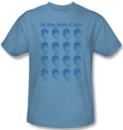 Star Trek Shirt - Many Moods of Spock Adult Carolina Blue