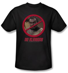 Star Trek Shirt No Klingons Adult Black Tee T-Shirt