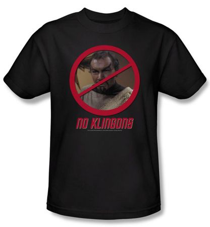 Star Trek Shirt No Klingons Adult Black Tee T-Shirt