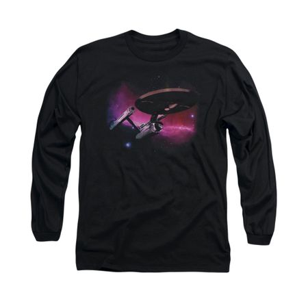 Star Trek Shirt Purple Sky Long Sleeve Black Tee T-Shirt