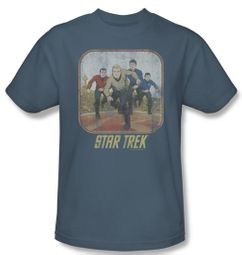 Star Trek Shirt Running Cartoon Crew Adult Slate Tee T-Shirt