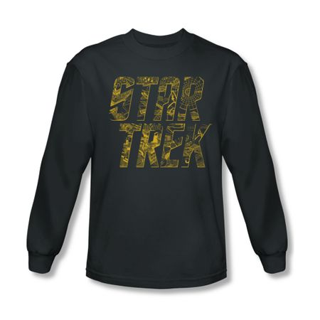 Star Trek Shirt Schematic Logo Long Sleeve Charcoal Tee T-Shirt