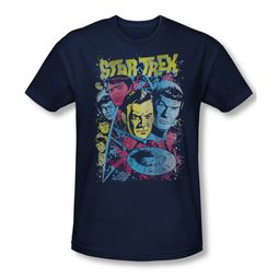 Star Trek Shirt Slim Fit Comic Illustration Navy T-Shirt