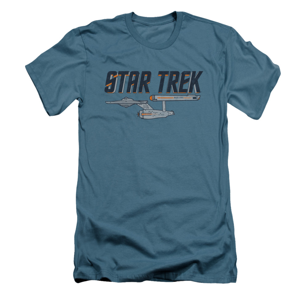 Star Trek Shirt Slim Fit Enterprise Logo Slate TShirt Star Trek Enterprise Logo Shirts