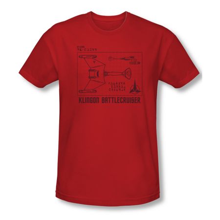 Star Trek Shirt Slim Fit Klingon Battlecruiser Red T-Shirt